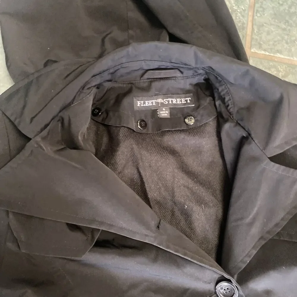 C22 Fleet Street Women’s Sz 8 Belted Black Trench Coat